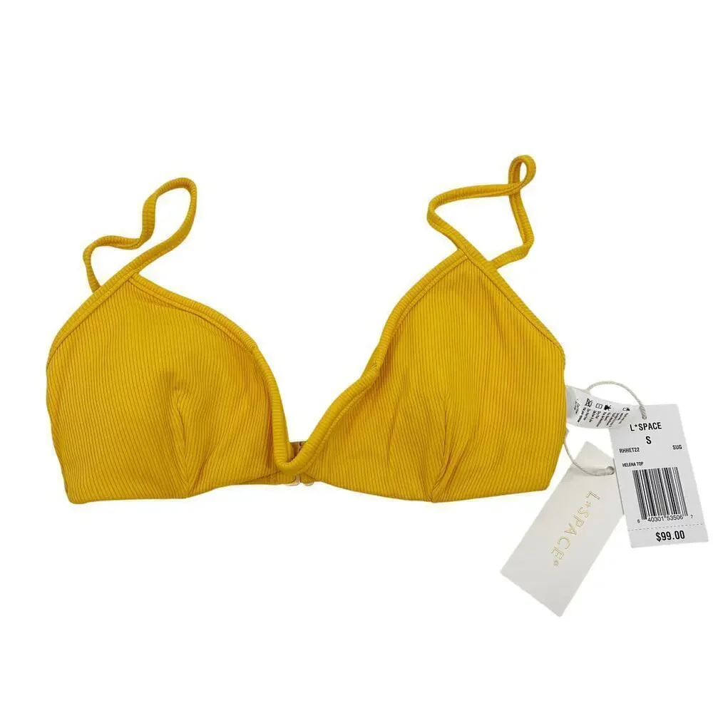 L*Space Helena Underwire Bikini Top Sunshine Gold Size Small NEW
